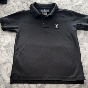 Psycho Bunny Black Polo with Pink Bunny Logo